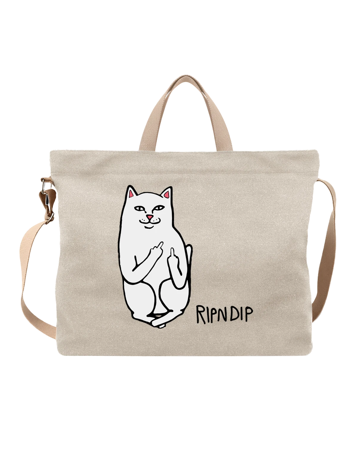 Сумка RipNDip белая с принтом — кот Lord Nermal — Белая, фото 1