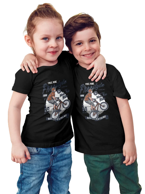 Футболка велосипедист на экстремальном BMX байке — Чёрная, фото 1