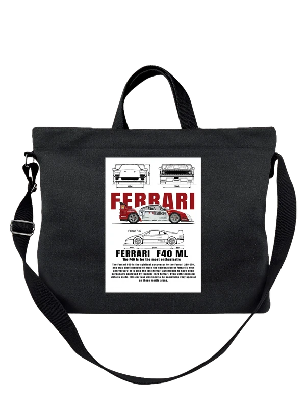 Сумка Ferrari F40 красный спорткар Марлборо — Чёрная, фото 1