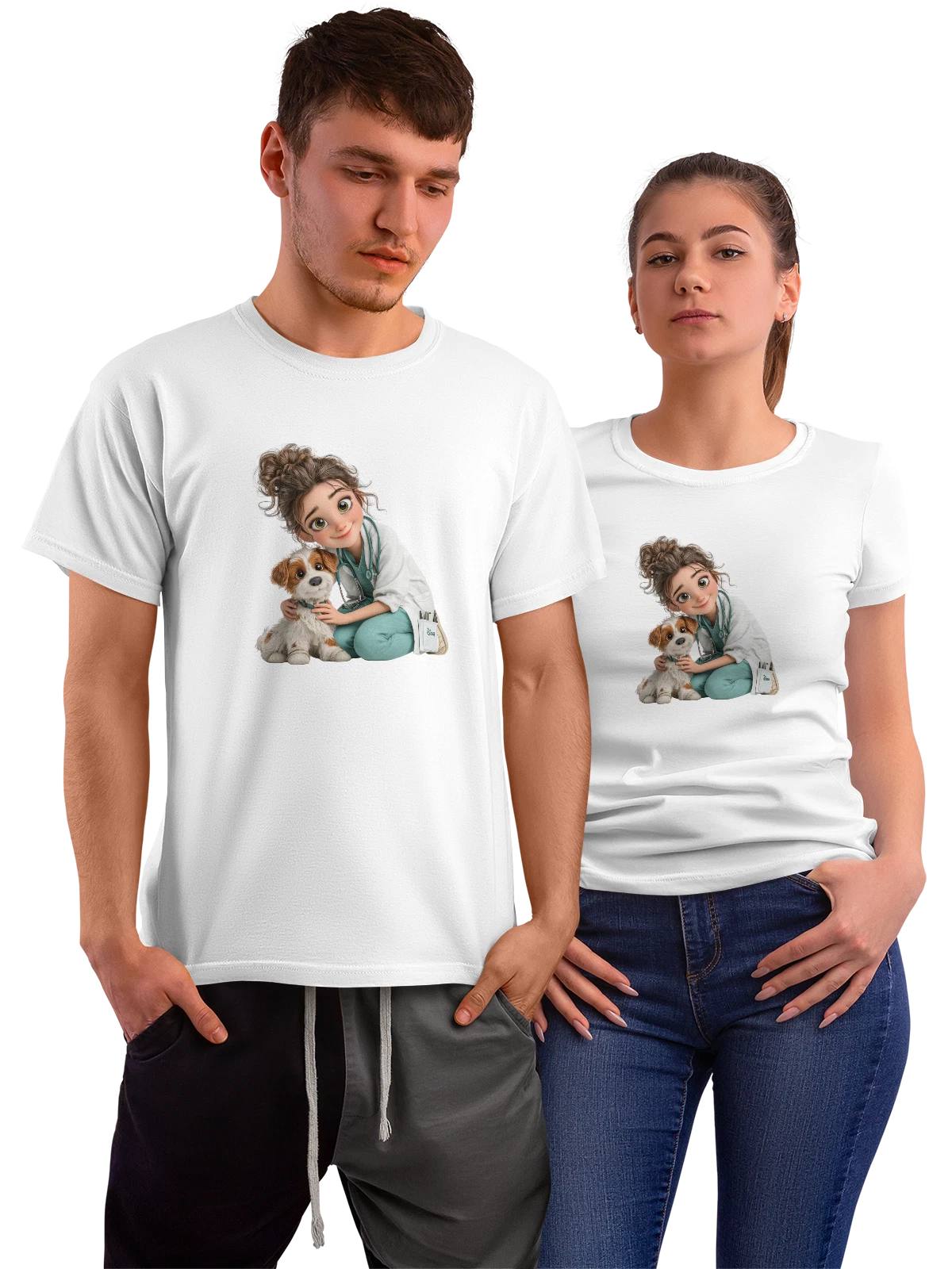Футболка Девочка врач с щенком Disney белая с принтом — собака — Белая, фото 1