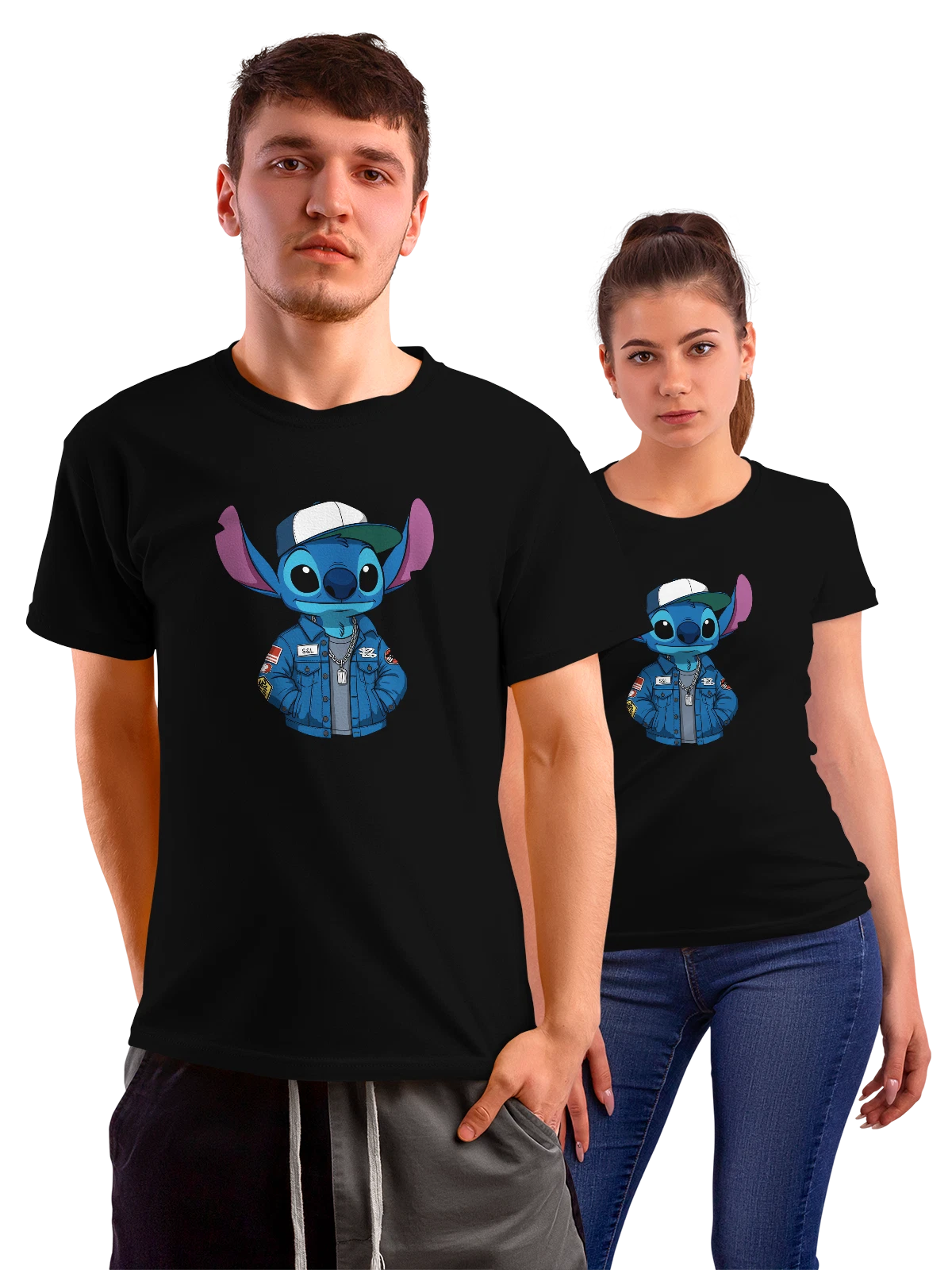 Футболка Ститч Stitch мультфильм уличный чёрная с принтом — мультфильм — Чёрная, фото 1