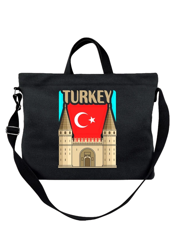 Сумка с флагом Турции Turkey замок — Чёрная, фото 1