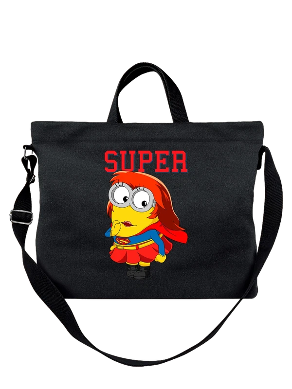 Сумка Миньон Minion Супервумен и надписью super — Чёрная, фото 1