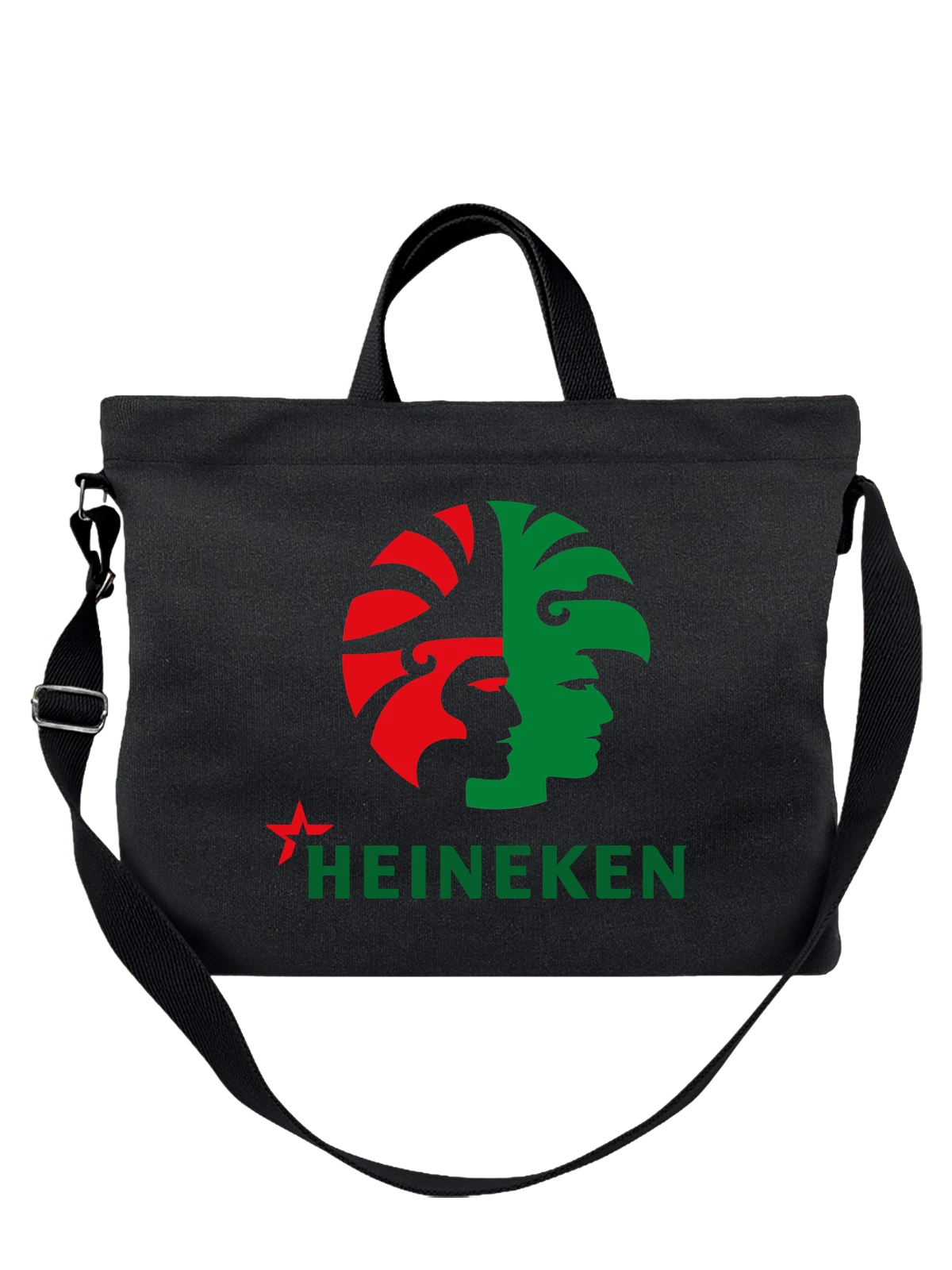 Сумка Heineken чёрная с принтом — контрастный принт — Чёрная, фото 1