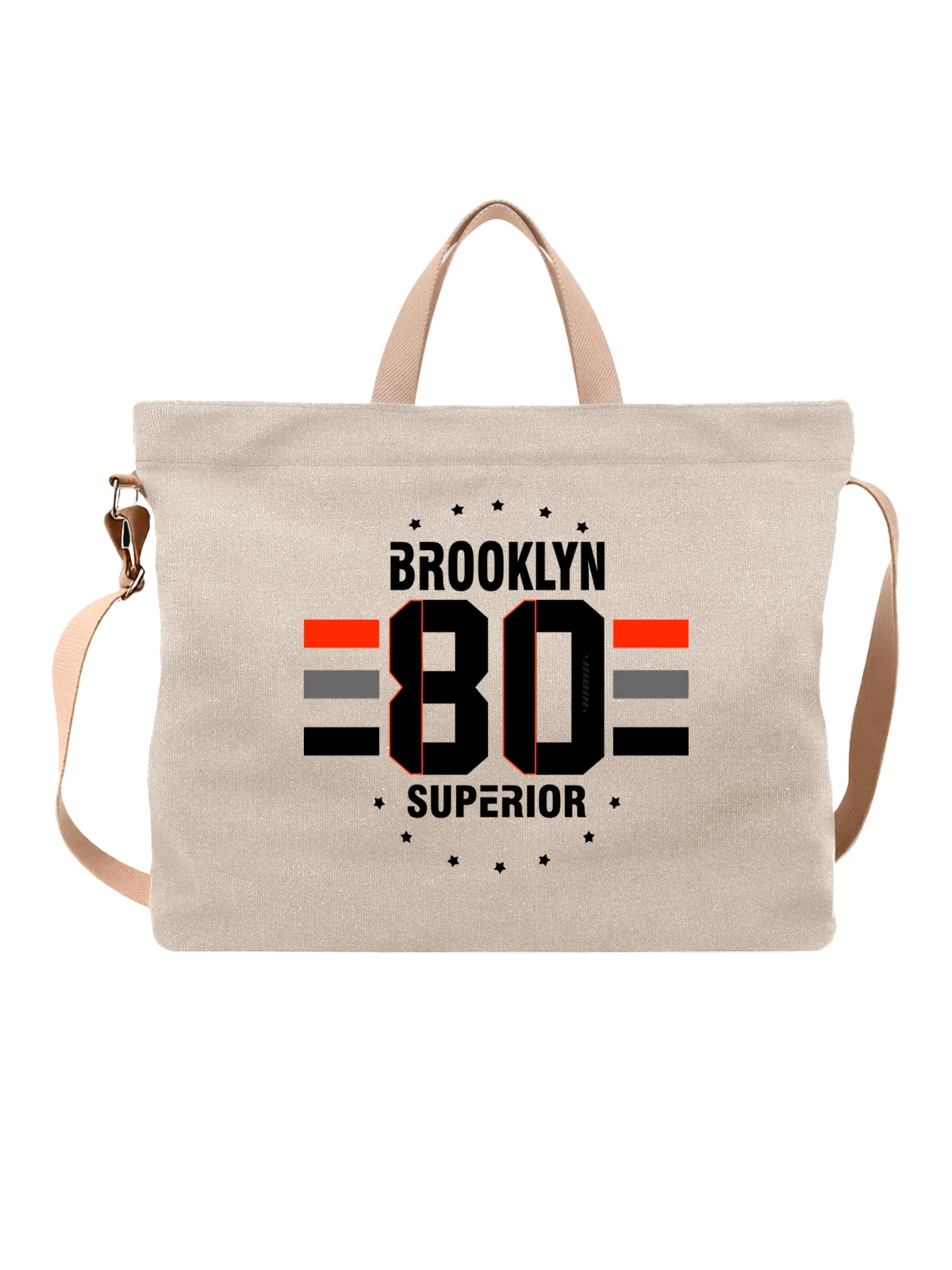 Сумка с надписью Бруклин Brooklyn 80 белая с принтом — подарок с юмором — Белая, фото 1