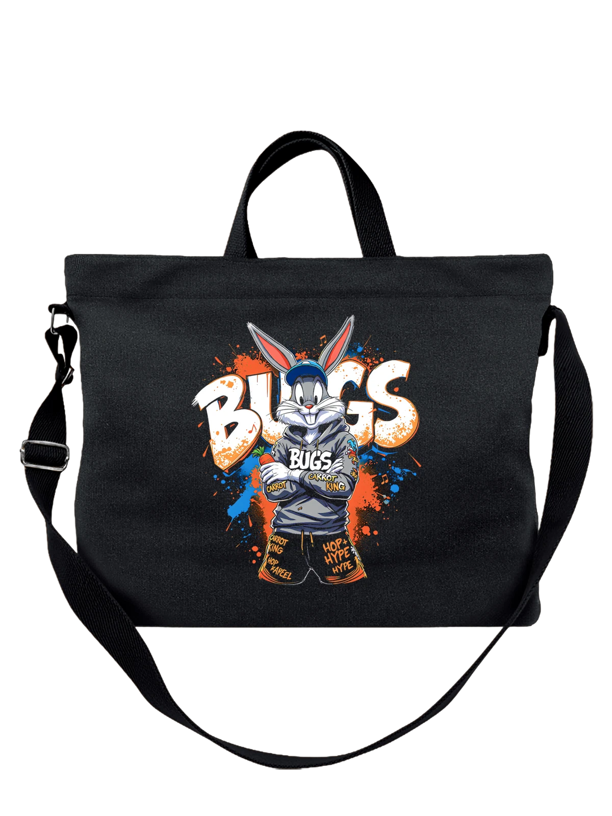 Сумка чёрная с принтом Багз Банни Bugs Bunny мультфильм заяц — мультфильм классика — Чёрная, фото 1