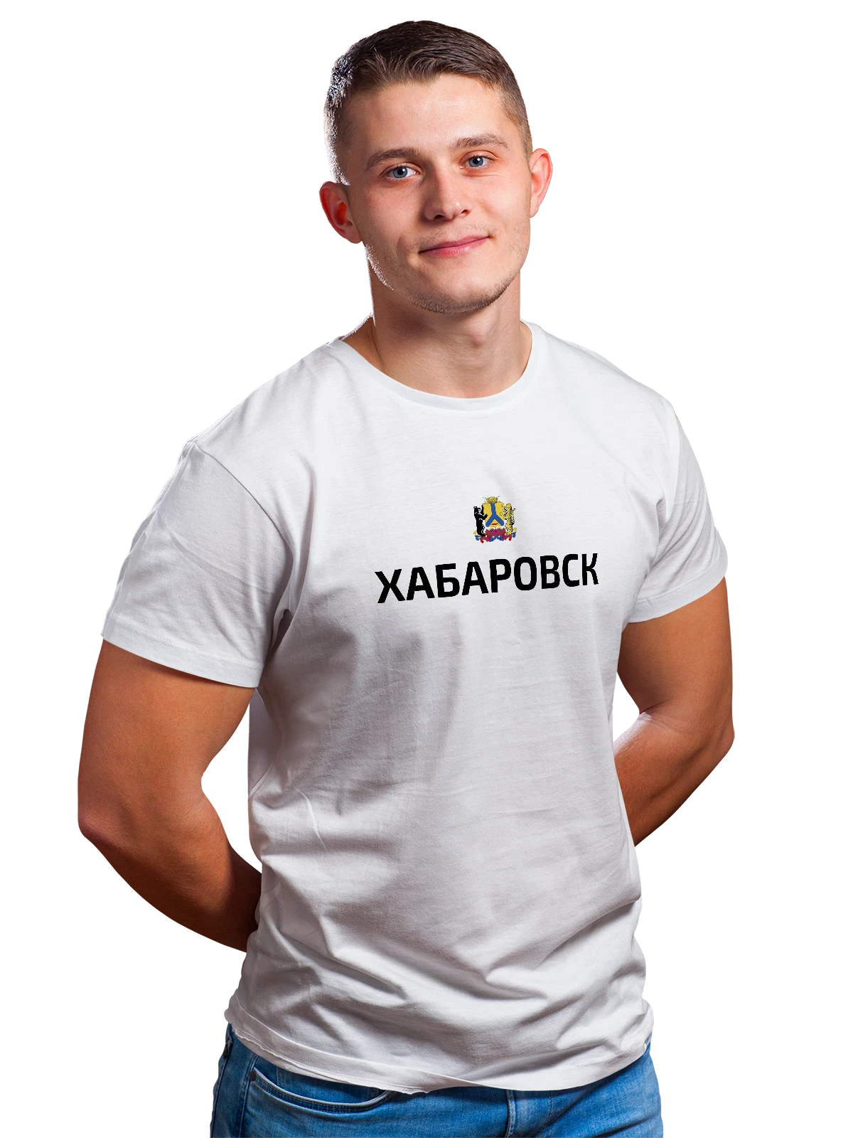 Футболка Город Хабаровск белая с принтом — сувенир из города — Белая, фото 1