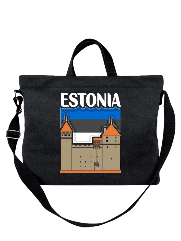 Сумка с флагом Эстонии Estonia замок — Чёрная, фото 1