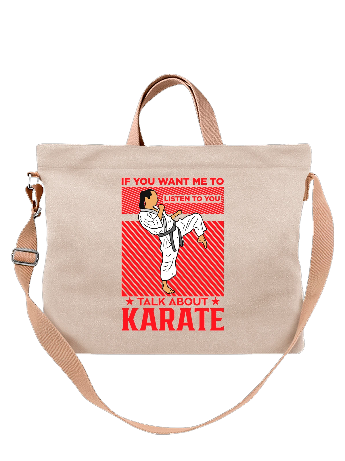 Сумка с каратистом karate белая с принтом — подарок бойцу — Белая, фото 1