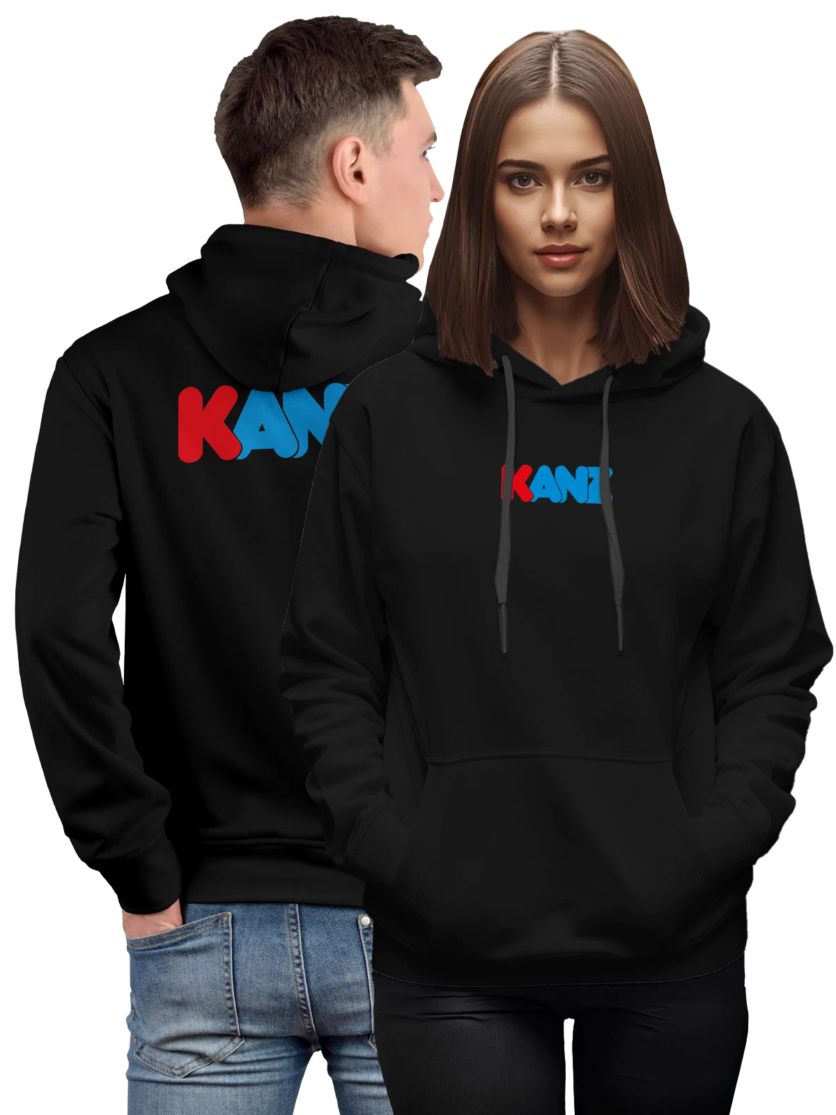 Худи Kanz чёрное с принтом — уютные повседневные вещи — Чёрная, фото 1