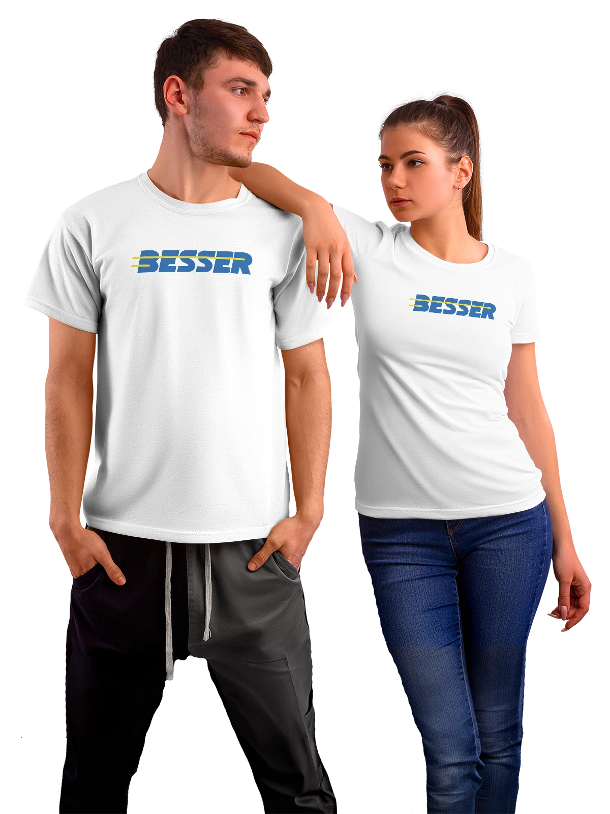 Футболка Besser белая с принтом — современная айдентика — Белая, фото 1