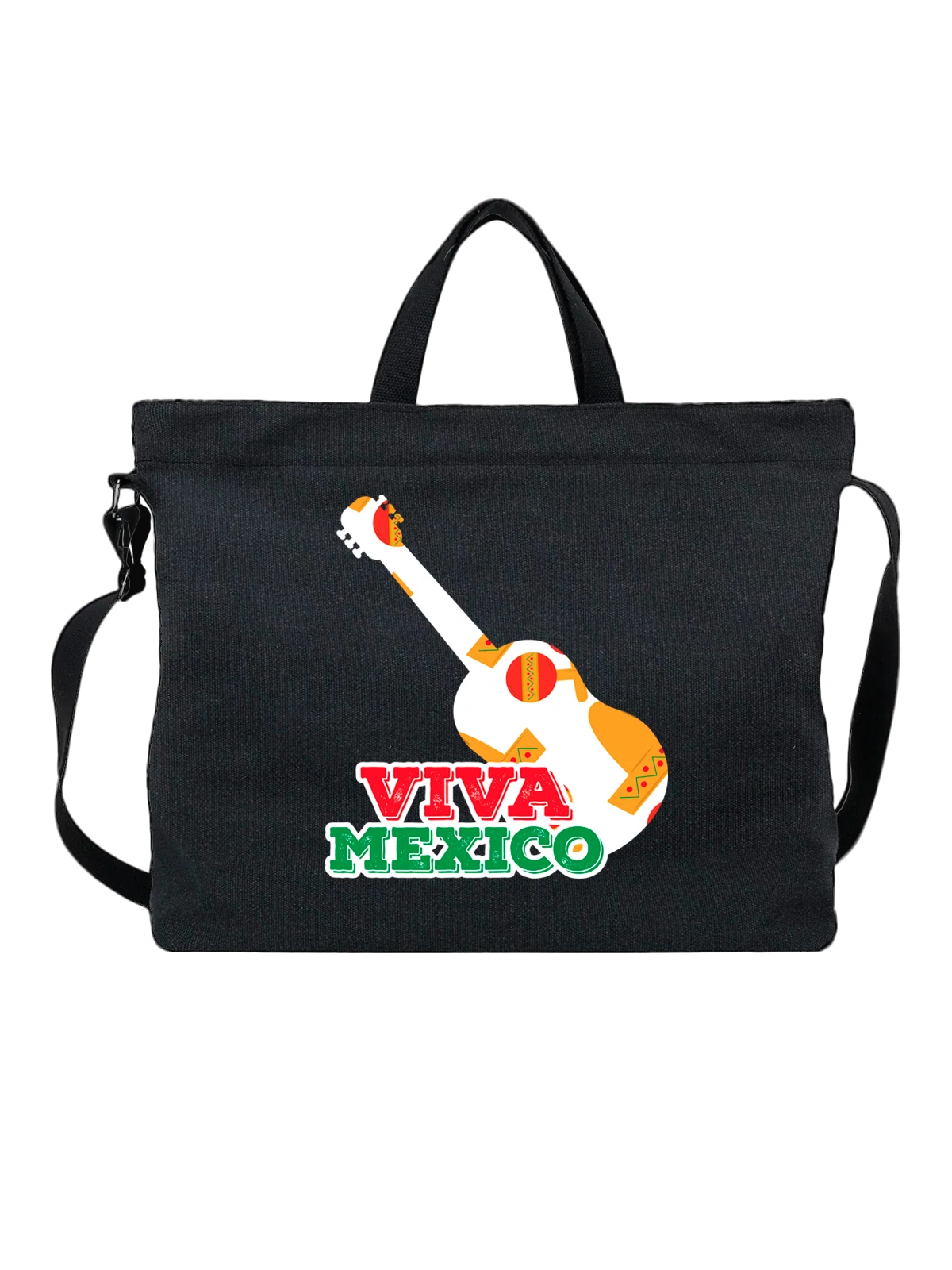 Сумка Мексика Viva Mexico и гитара чёрная с принтом — футболка подростку — Чёрная, фото 1