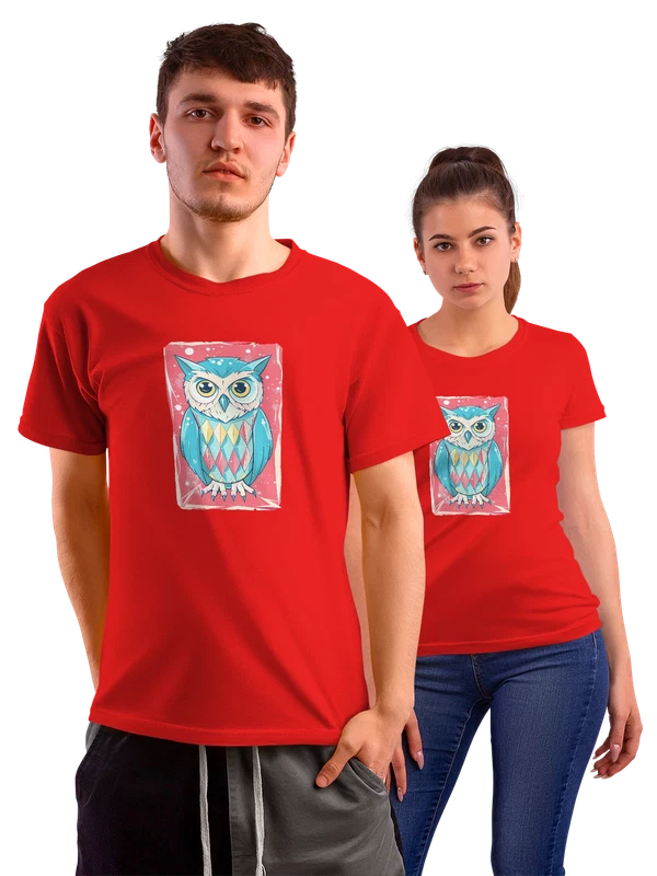 Футболка Сова Owl мультфильм милый — Красная, фото 1