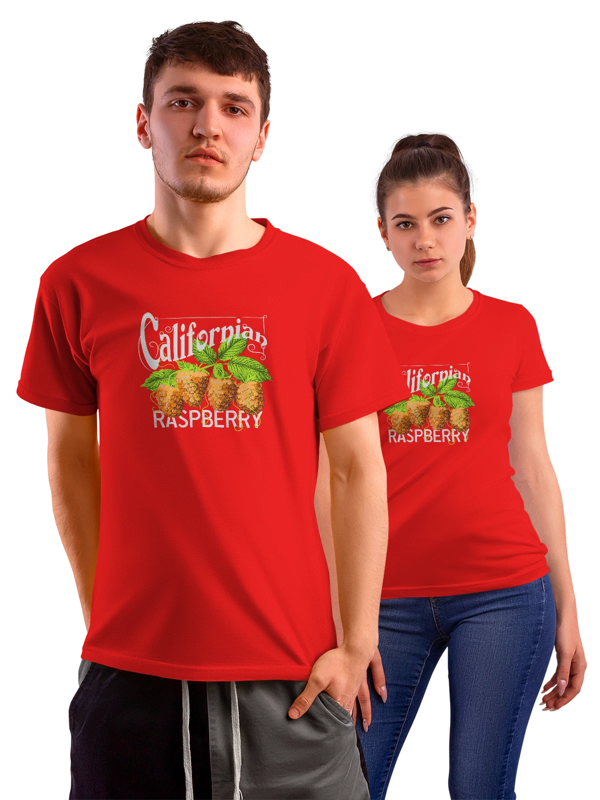 Футболка с малиной Californian красная с принтом — растительная пища — Красная, фото 1