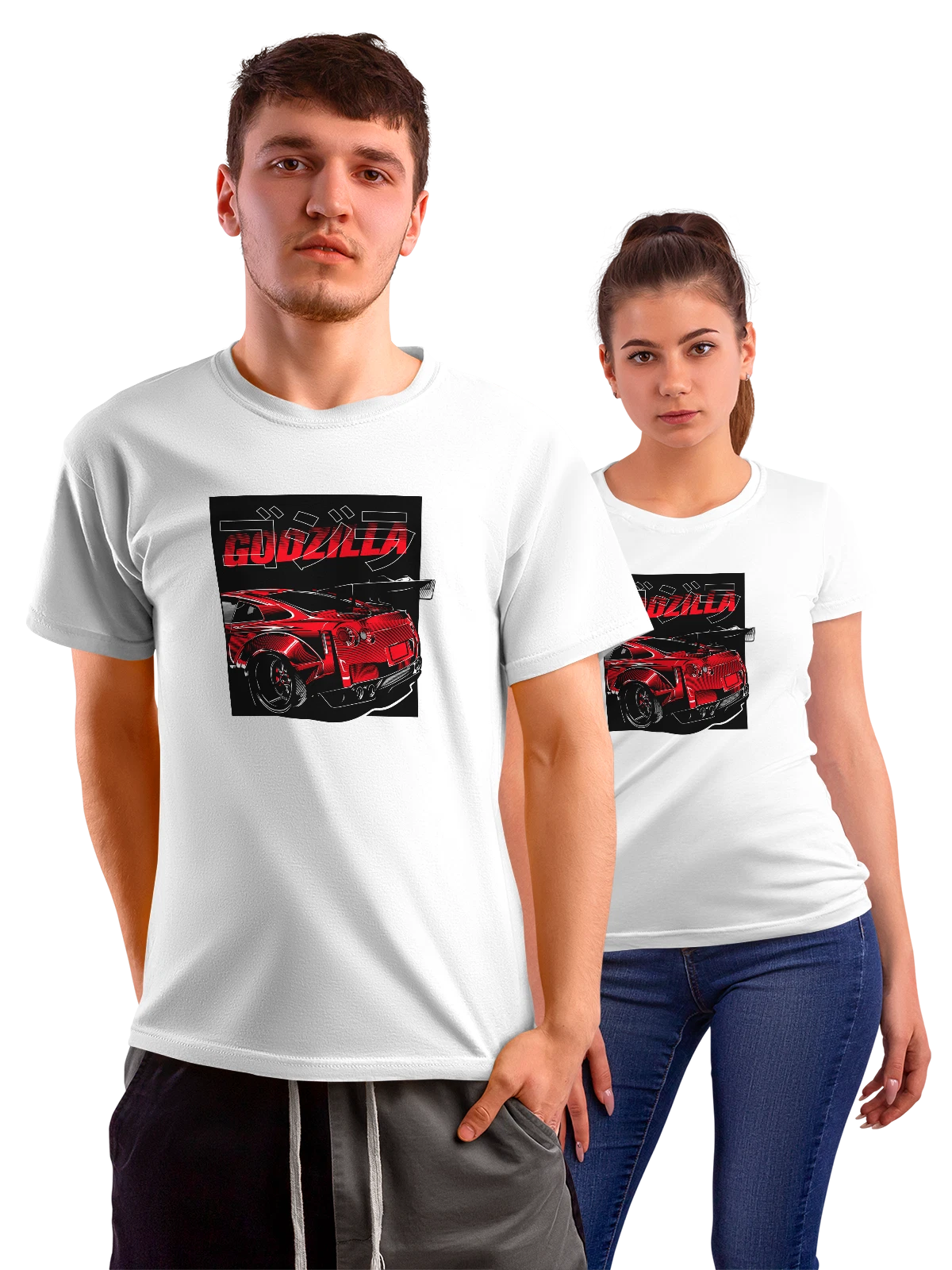 Футболка Nissan Gozilla спорткар стильный белая с принтом — авто арт — Белая, фото 1