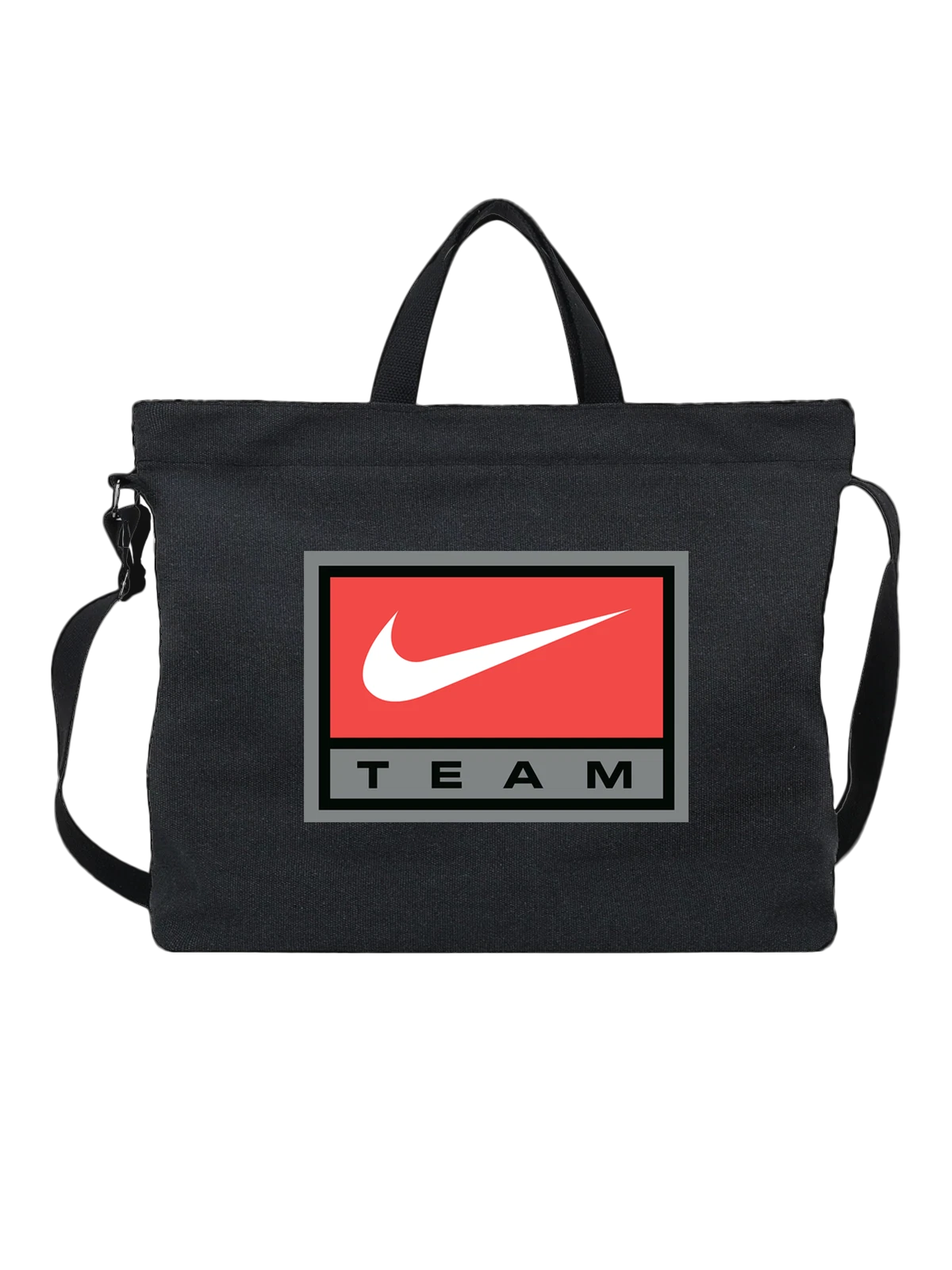 Сумка Nike чёрная с принтом — черные буквы снизу — Чёрная, фото 1