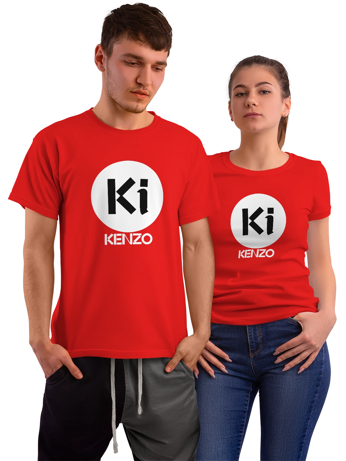 Футболка Kenzo красная с принтом — геометрический принт — Красная, фото 1