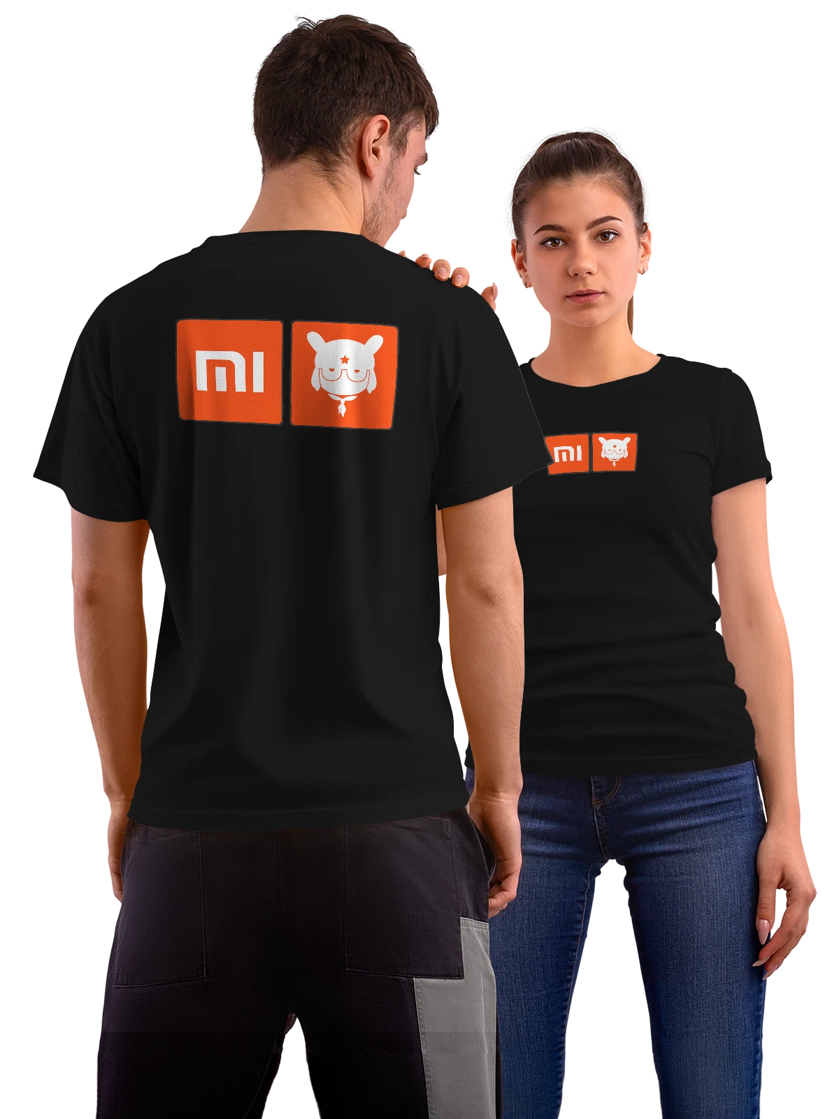 Футболка Xiaomi чёрная с принтом на спине — фирменный персонаж Mi Bunny — Чёрная, фото 1