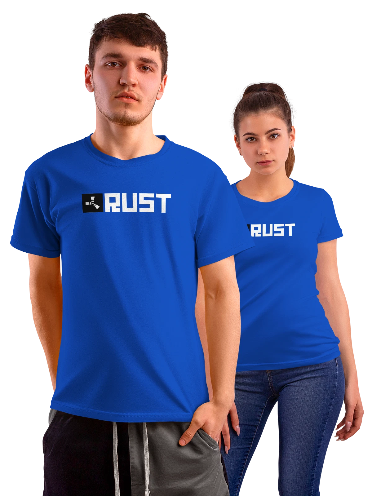 Футболка Rust синяя с принтом — современная айдентика — Синяя, фото 1