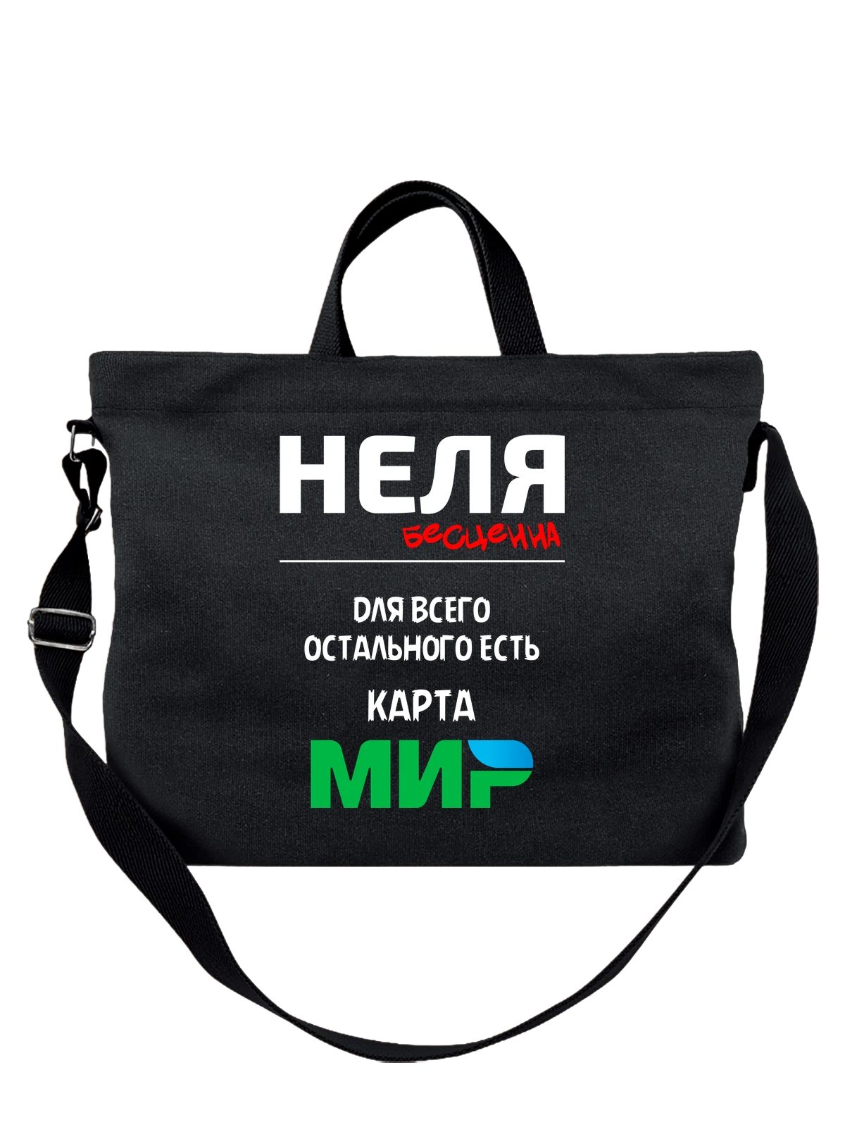 Сумка Имя Нелли Неля чёрная с принтом — надпись с именем — Чёрная, фото 1