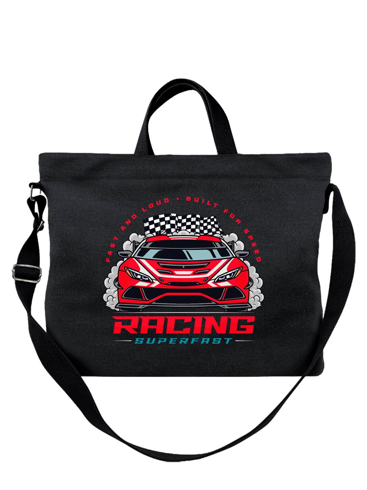 Сумка Гоночное авто racing чёрная с принтом — дорога — Чёрная, фото 1