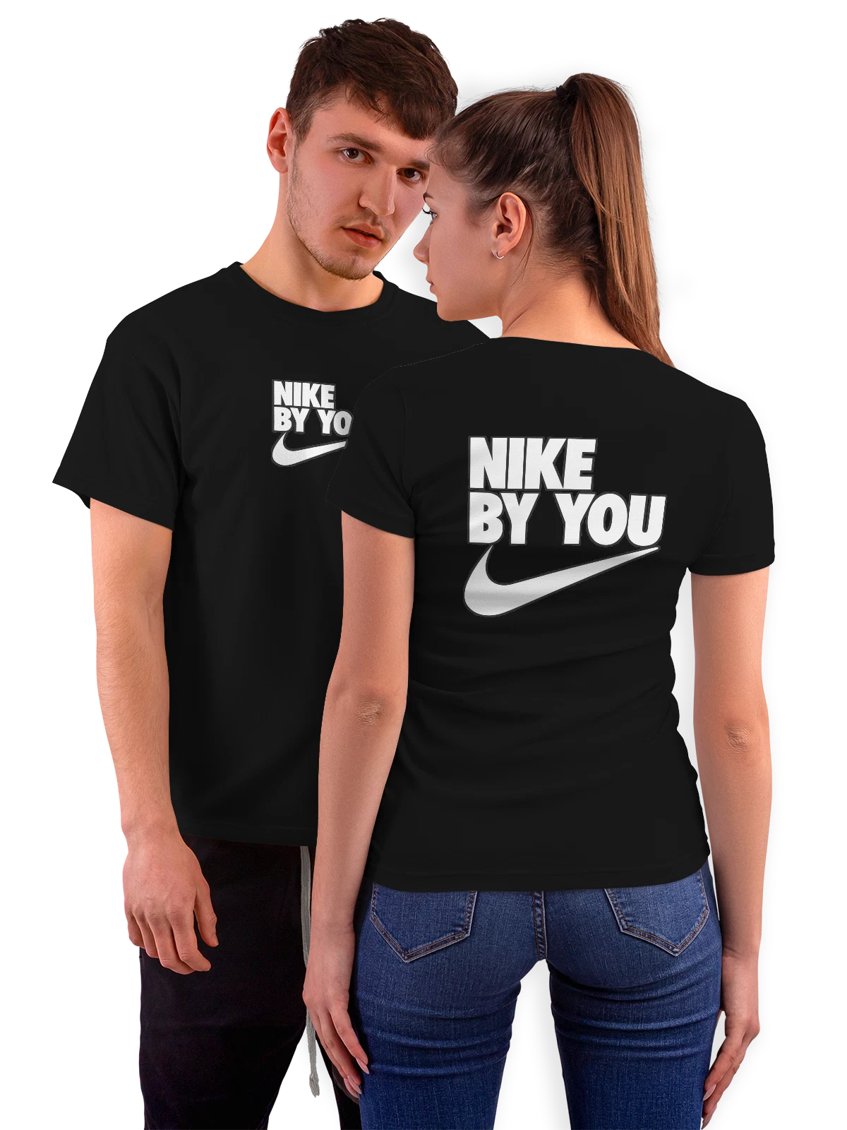 Футболка Nike чёрная с принтом на спине — индивидуальный дизайн — Чёрная, фото 1