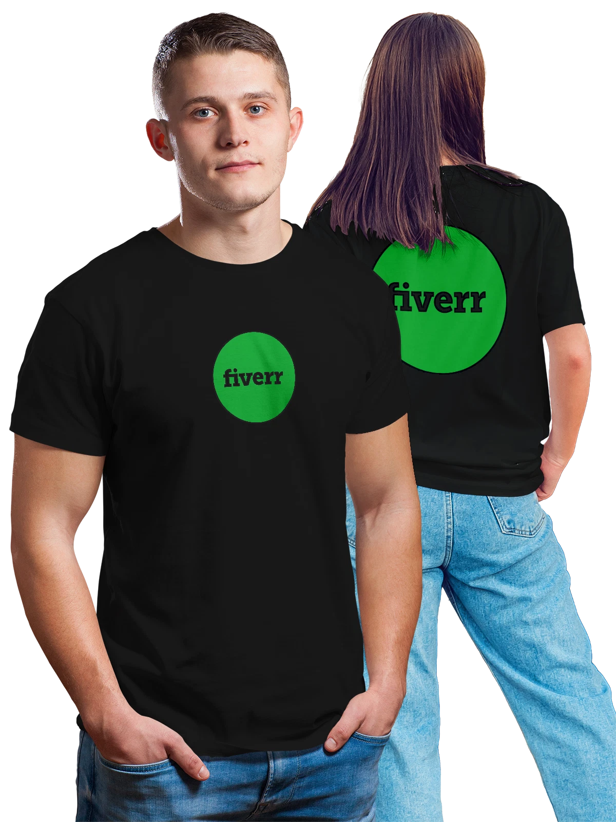 Футболка Fiverr чёрная с принтом на спине — цифровой стиль — Чёрная, фото 1