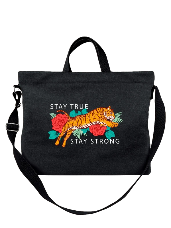 Сумка тигр stay true strong — Чёрная, фото 1