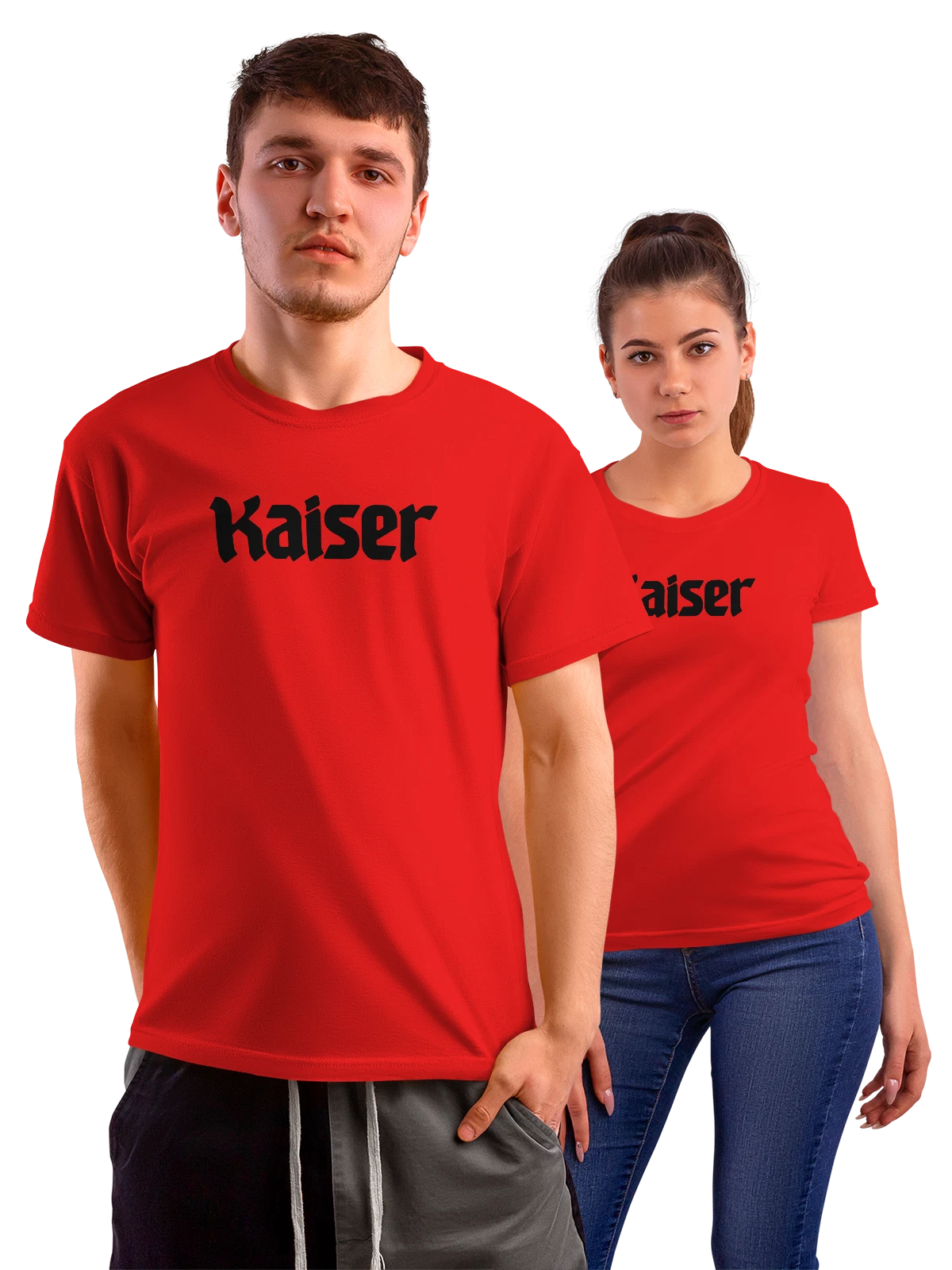 Футболка Kaiser красная с принтом — современная айдентика — Красная, фото 1