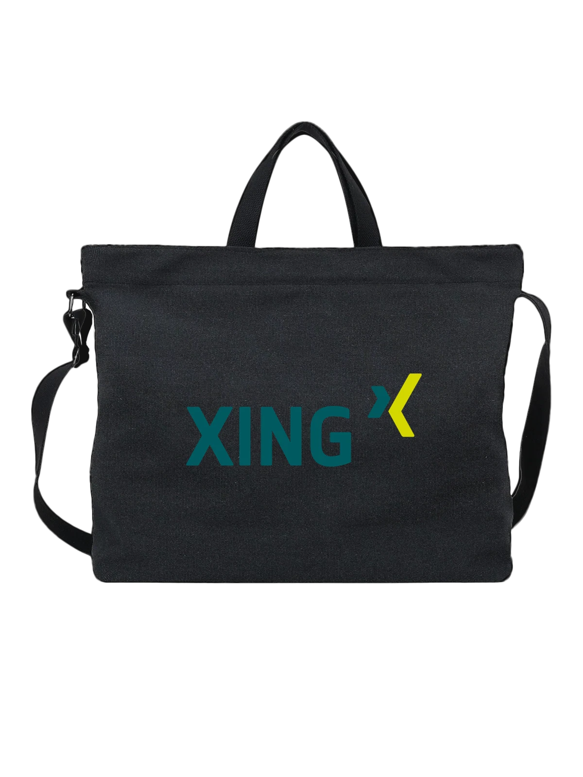 Сумка Xing чёрная с принтом — современная айдентика — Чёрная, фото 1