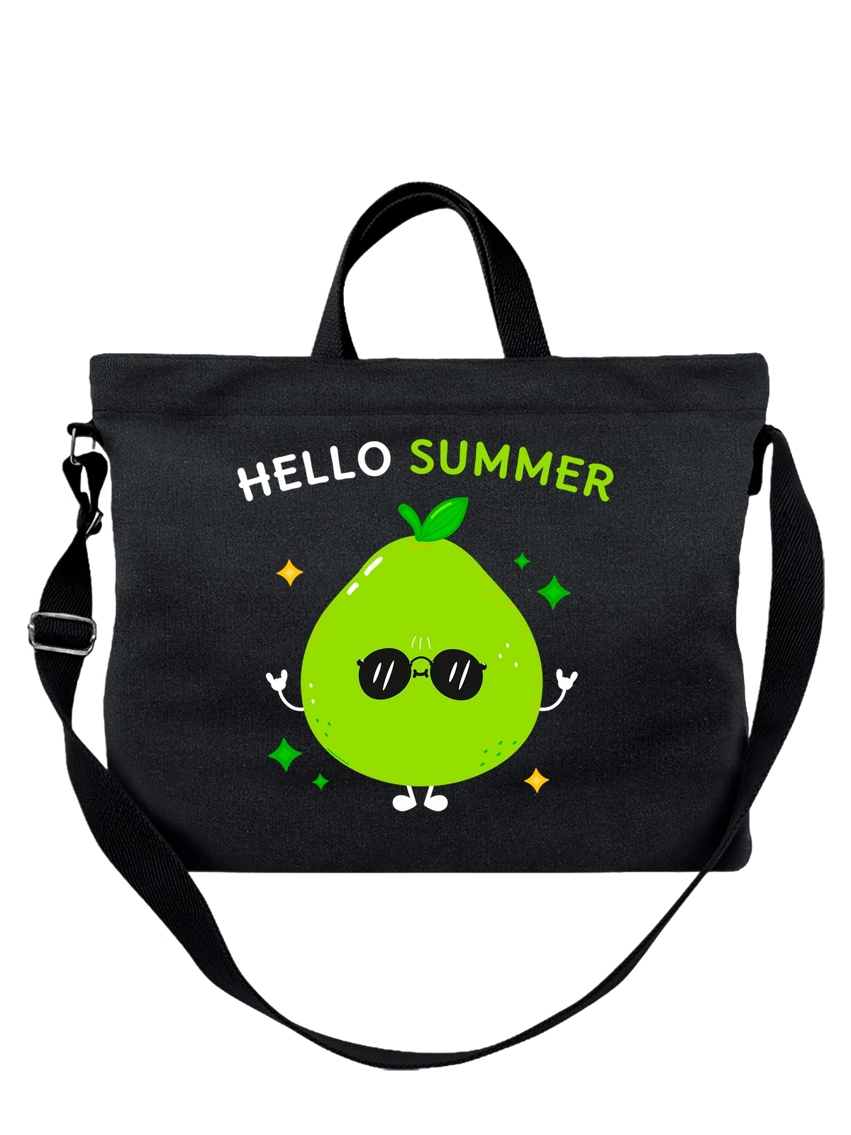 Сумка Лайм hello summer чёрная с принтом — растительная пища — Чёрная, фото 1