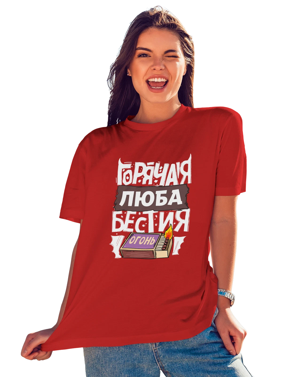 Футболка с именем Любовь красная с принтом — Люба — Красная, фото 1