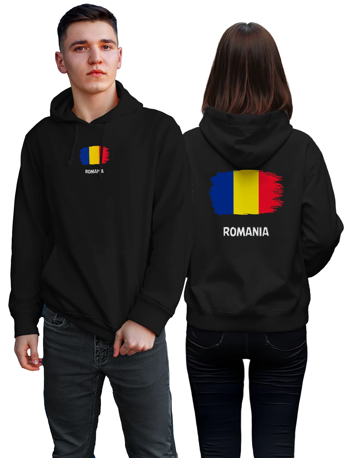 Худи с флагом Румыния Romania чёрное с принтом — национальная символика — Чёрная, фото 1