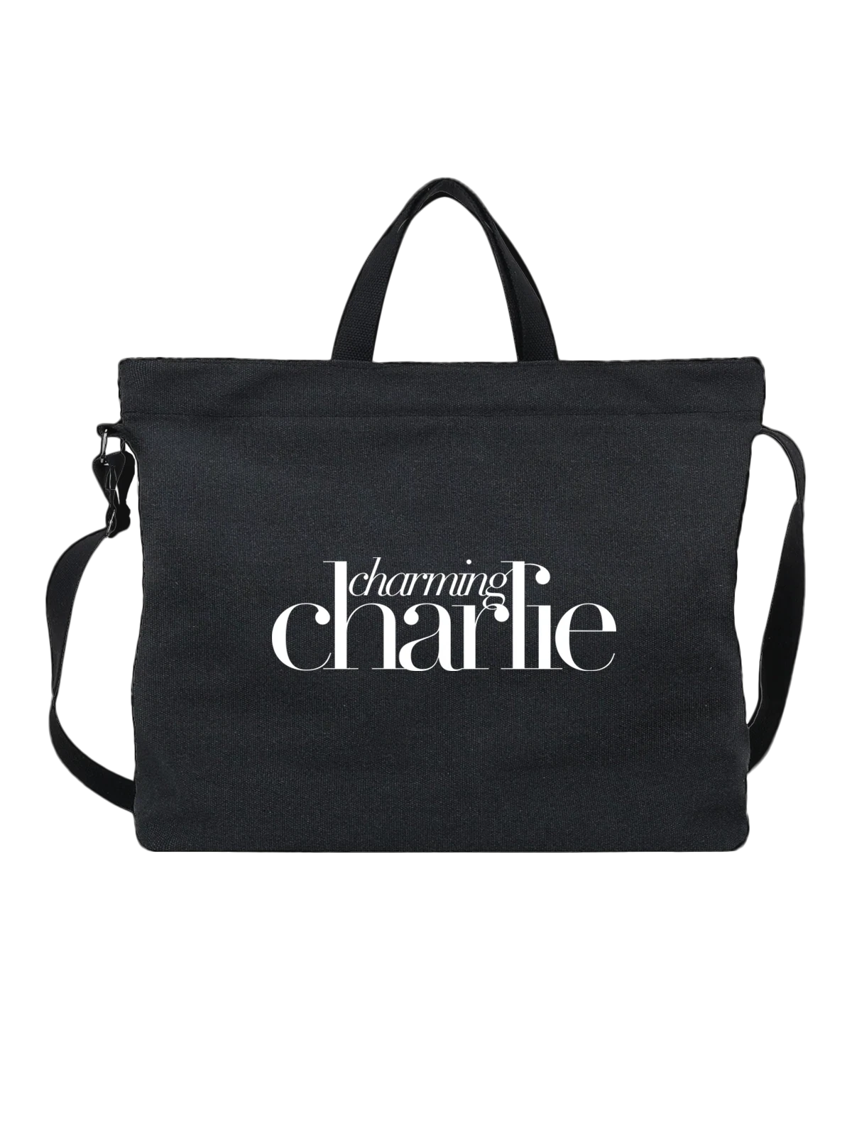 Сумка Charming Charlie чёрная с принтом — современная айдентика — Чёрная, фото 1