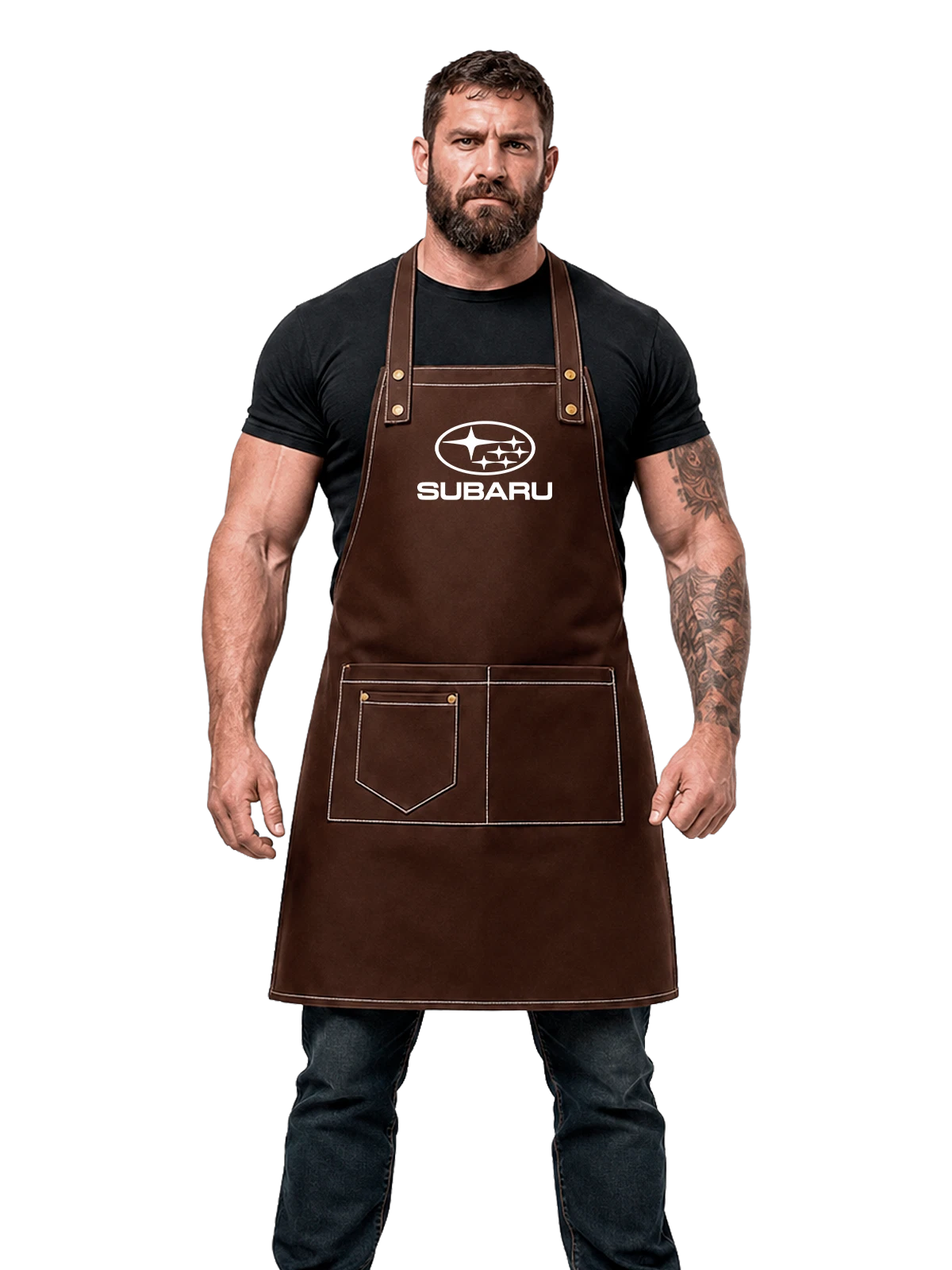 Фартук Subaru чёрный с принтом — полный привод — Чёрная, фото 1