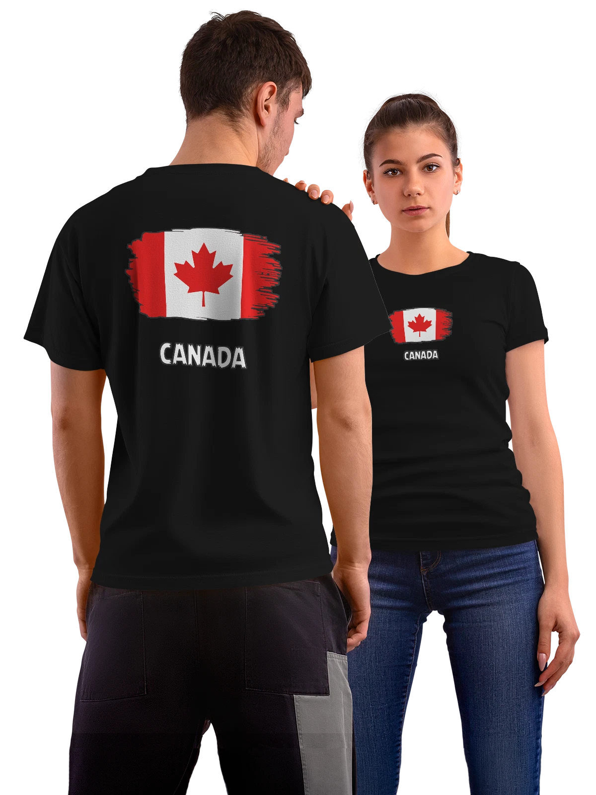 Футболка с флагом Канада Canada чёрная с принтом на спине — национальная символика — Чёрная, фото 1