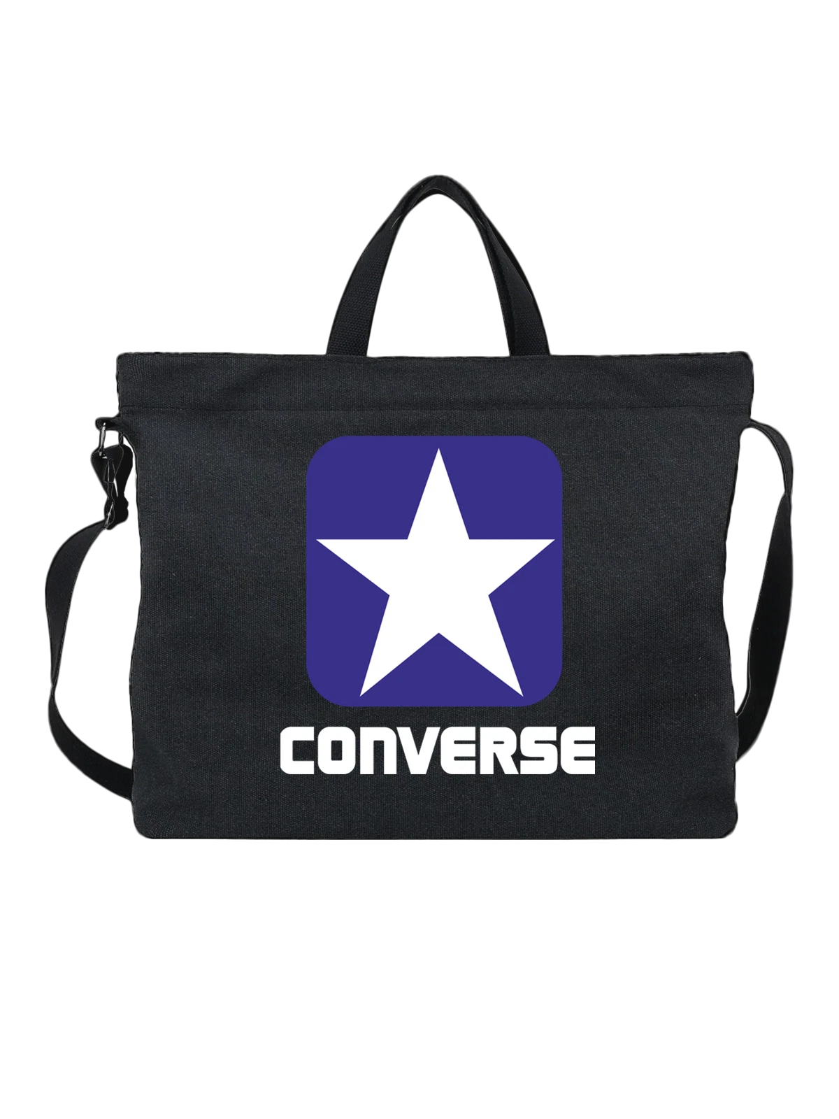 Сумка Converse чёрная с принтом — контрастный принт — Чёрная, фото 1