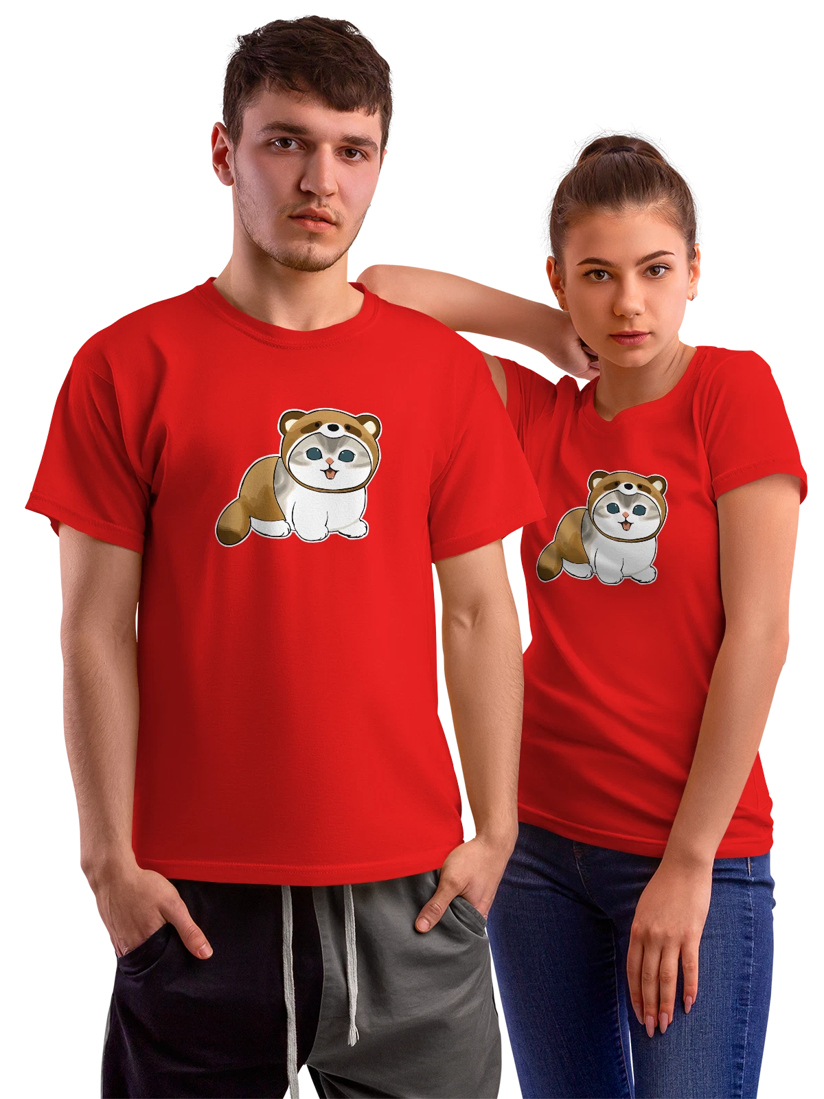 Футболка Котенок красная с принтом — кошачий мем — Красная, фото 1