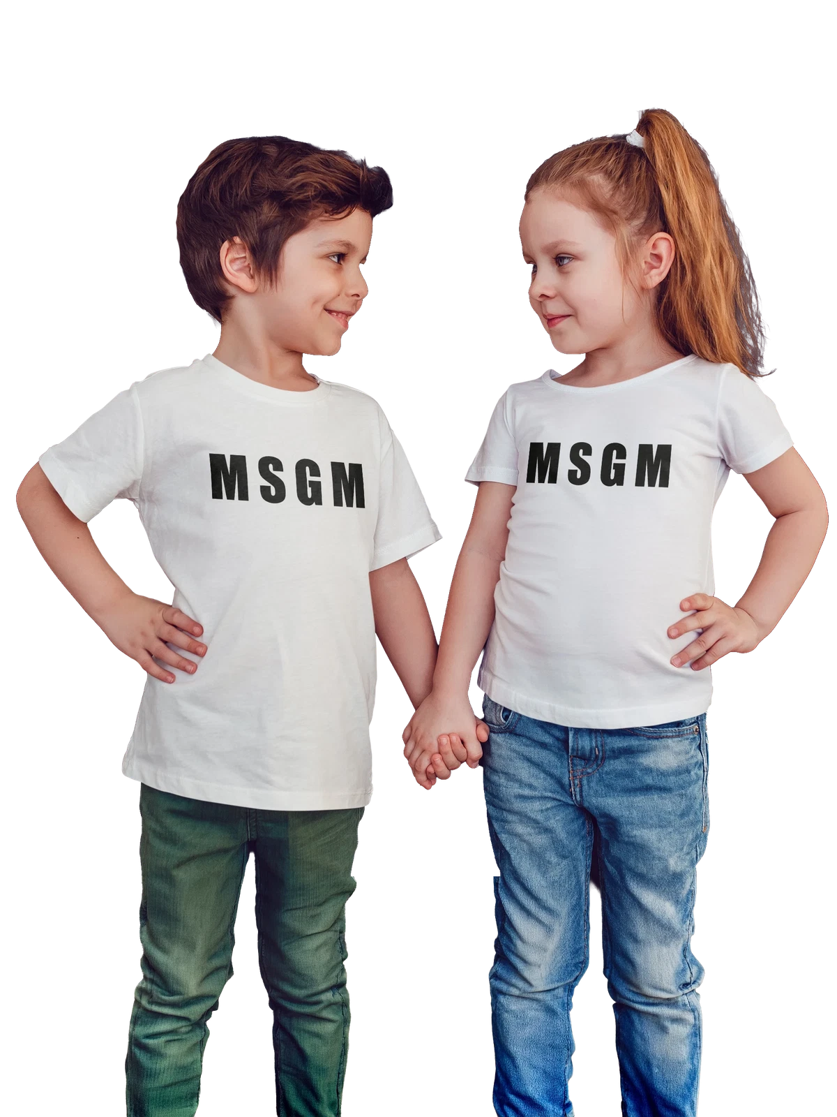 Футболка детская MSGM белая с принтом — современная типографика — Белая, фото 1