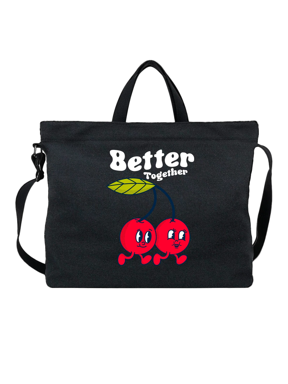 Сумка Вишня better together чёрная с принтом — растительная пища — Чёрная, фото 1