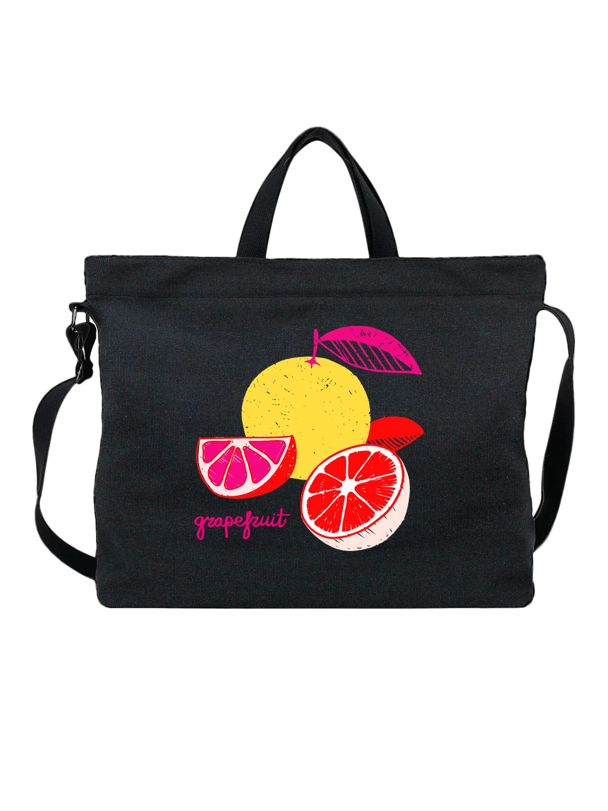 Сумка с грейпфрутом grapefruit чёрная с принтом — натуральные продукты — Чёрная, фото 1