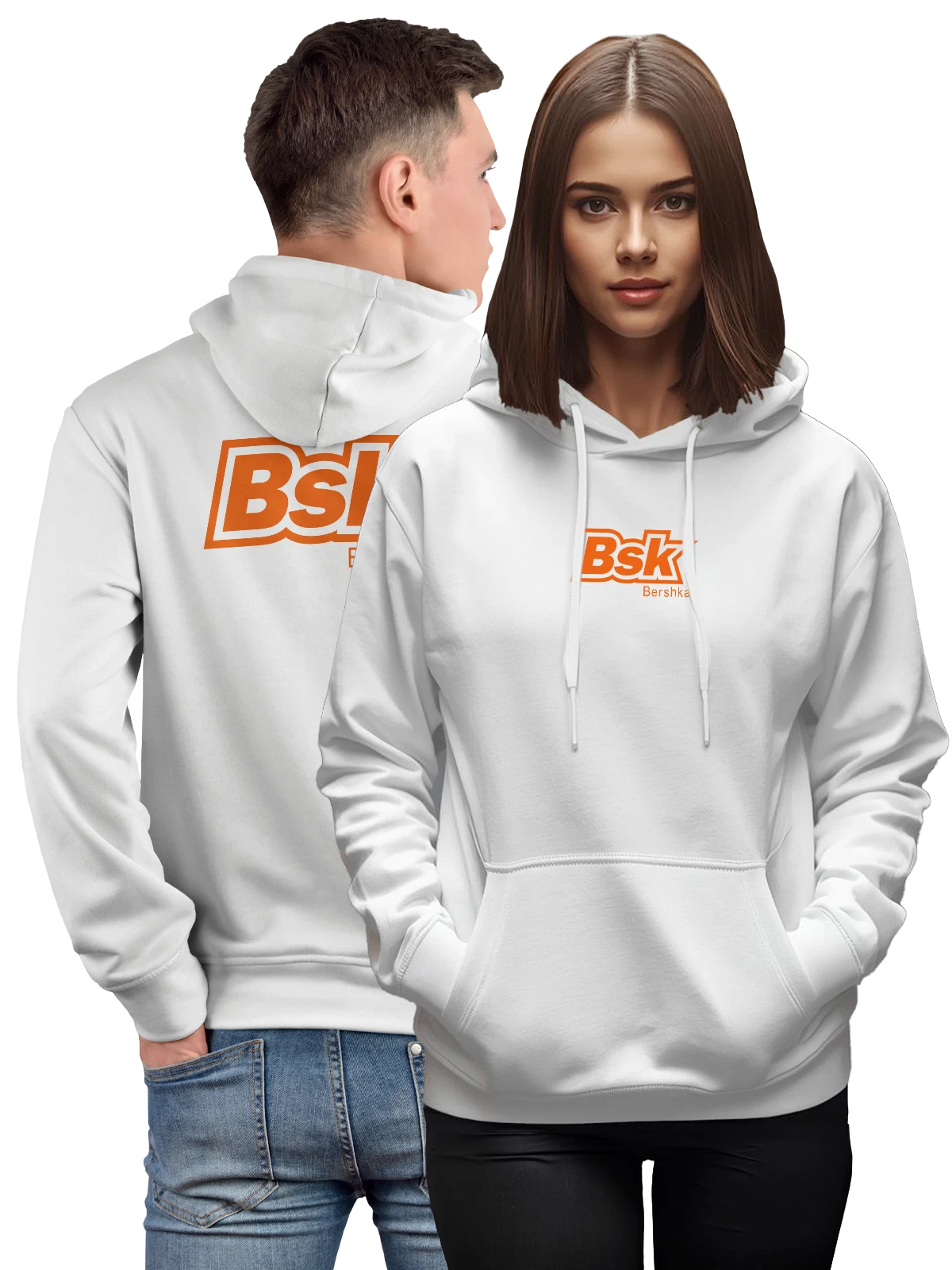 Худи Bershka белое с принтом — современная айдентика — Белая, фото 1