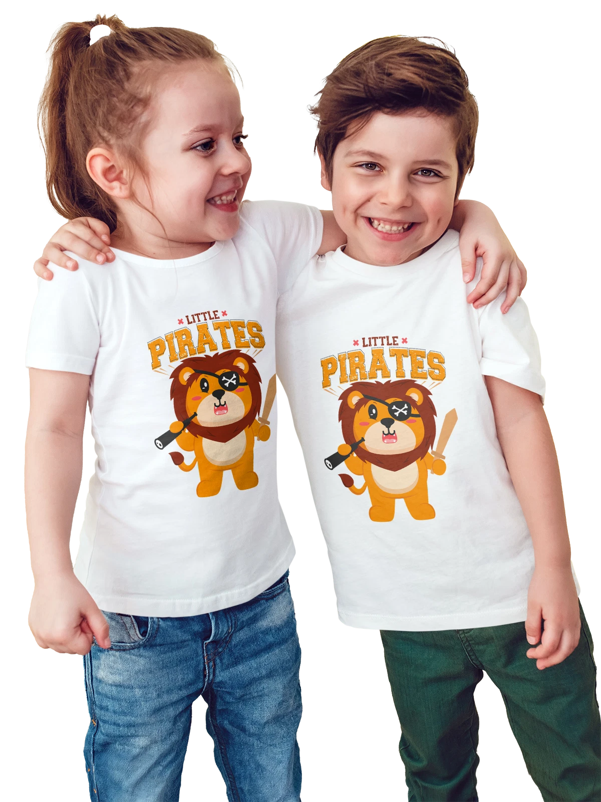 Футболка детская Лев пират little pirates белая с принтом — животный мир — Белая, фото 1
