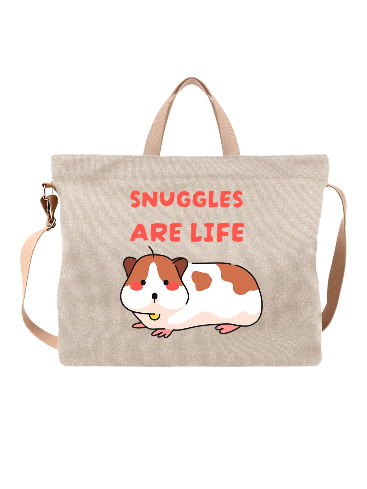 Сумка с хомяком snuggles are life белая с принтом — домашний любимец — Белая, фото 1