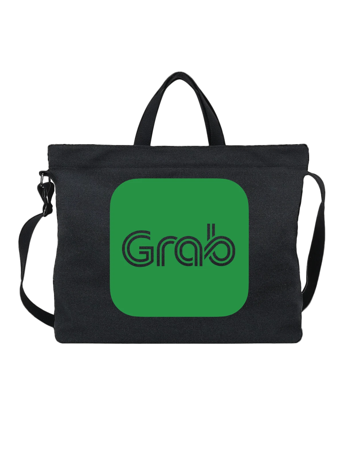Сумка Grab чёрная с принтом — доставка еды — Чёрная, фото 1