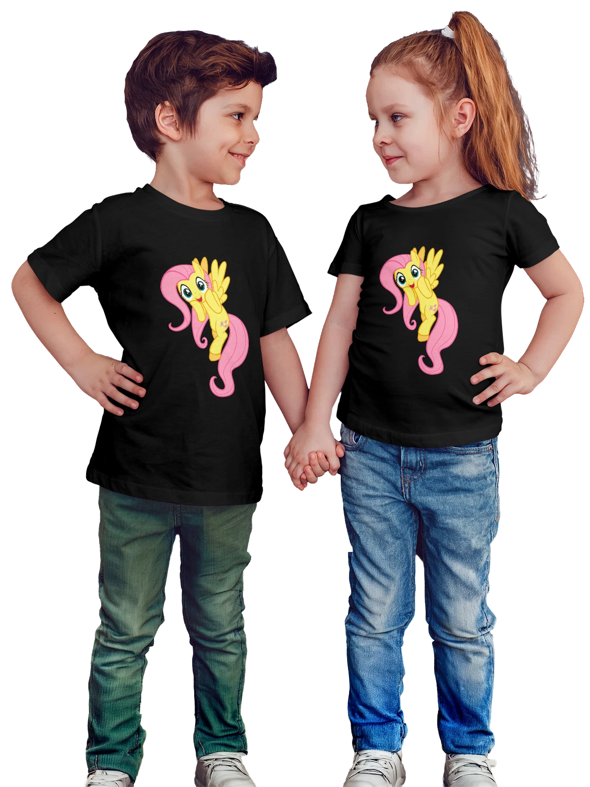 Футболка детская Флаттершай Дружба это чудо My Little Pony чёрная с принтом — яркая героиня — Чёрная, фото 1