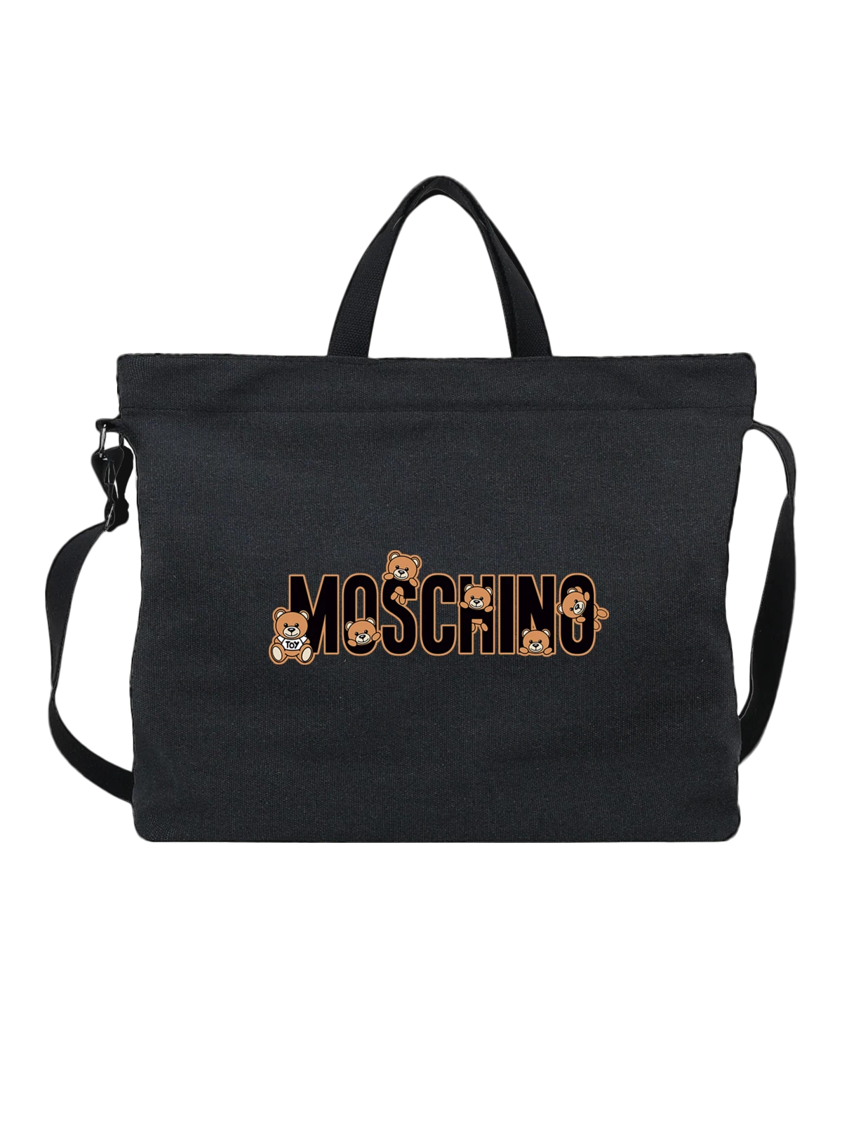Сумка Moschino чёрная с принтом — игрушечный мишка Teddy — Чёрная, фото 1