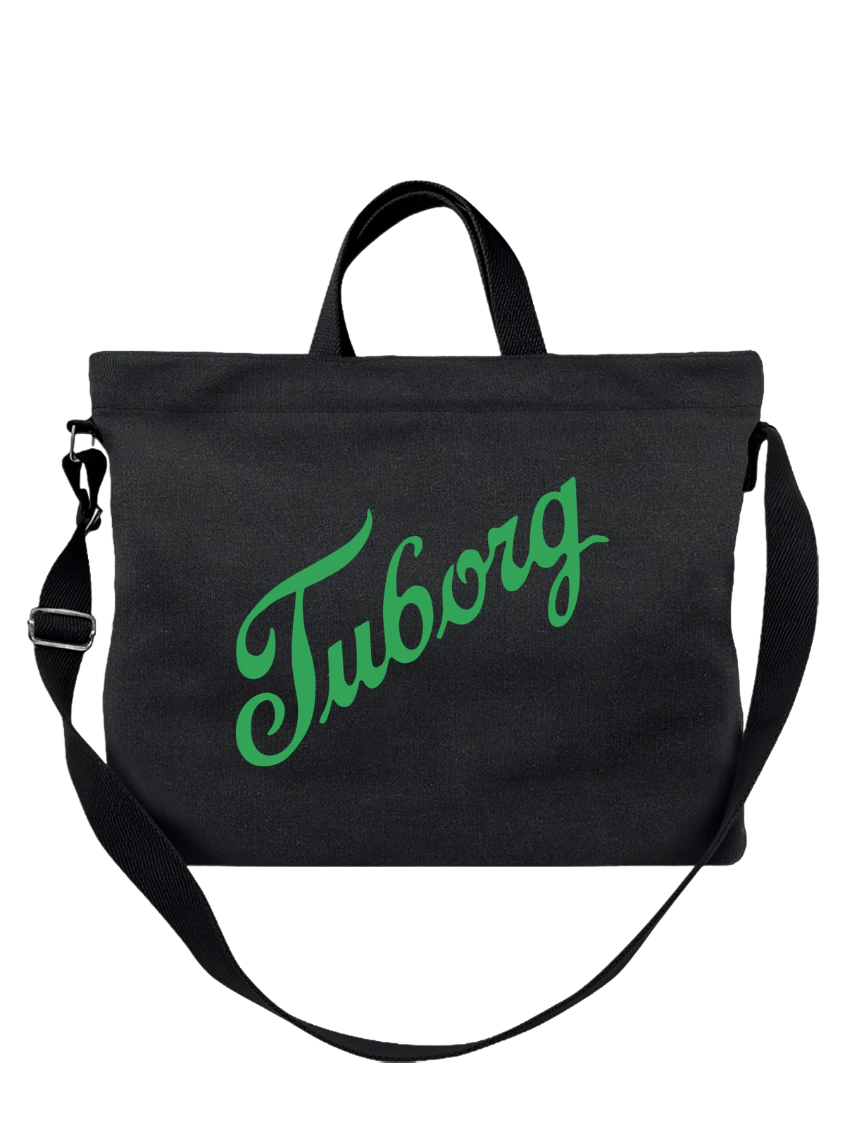 Сумка Tuborg чёрная с принтом — принт для бармена — Чёрная, фото 1