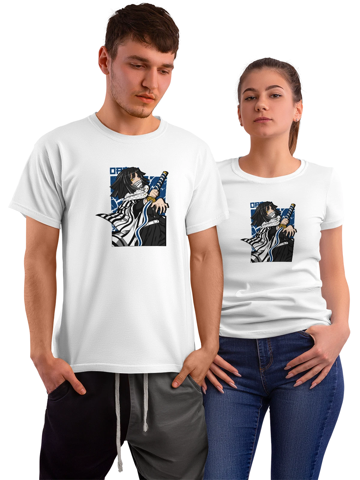 Футболка Обанай Игуро Клинок, рассекающий демонов змей белая с принтом — катана — Белая, фото 1