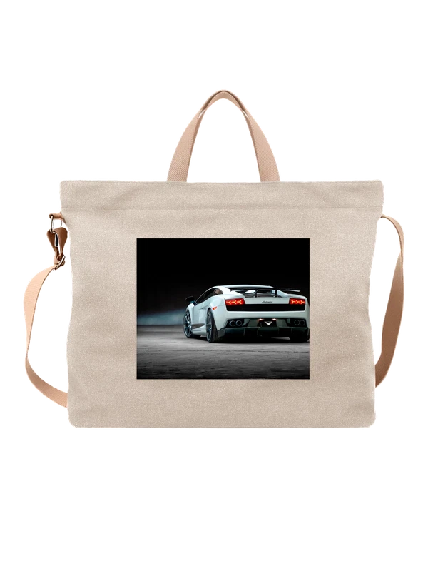Сумка бежевая с принтом Яркая Lamborghini Gallardo Ламборгини — Бежевая, фото 1